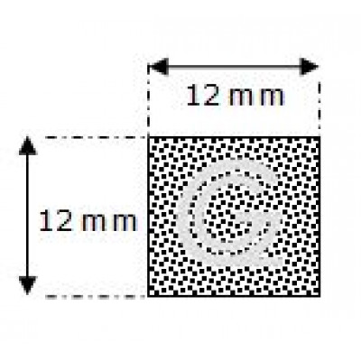 Rechthoekig mosrubber snoer | 12 x 12 mm | per meter